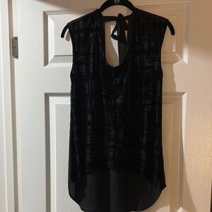 Lily White Black Tie Front Backless Blouse